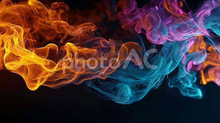 光と色の融合した抽象的な煙 煙,抽象,カラフルの写真素材