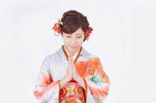 振袖を着た女性 晴れ着,成人の日,成人の写真素材