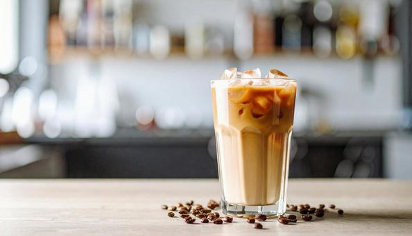カフェのアイスカフェラテ カフェのアイスカフェラテの写真