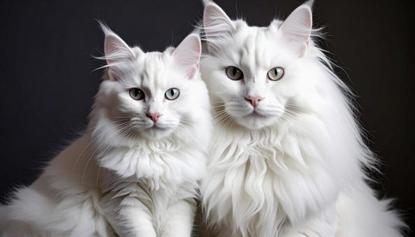 白猫の親子 白猫の親子の写真