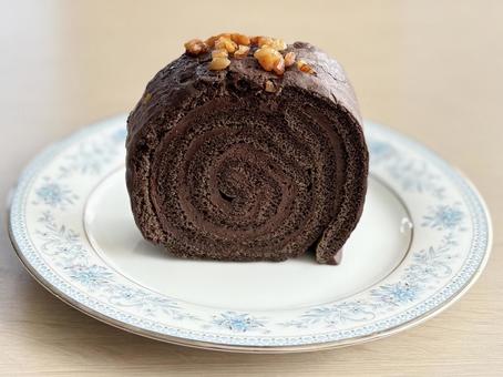 チョコロールケーキ チョコロールケーキ チョコレート,チョコケーキ,ロールケーキの写真素材