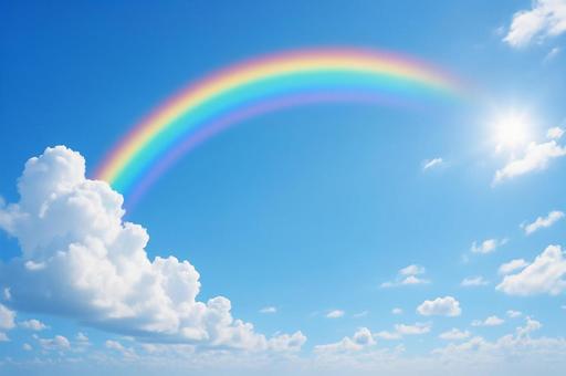 きれいな空と虹 きれいな空と虹の写真