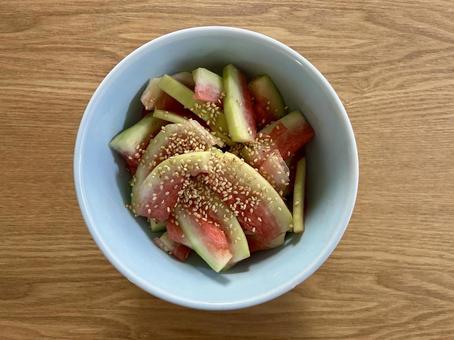 Watermelon rind pickles (sesame soy sauce flavor), JPG Watermelon rind pickles (sesame soy sauce flavor), JPG