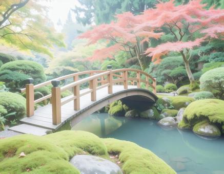 美しい日本庭園の橋 美しい日本庭園の橋の写真