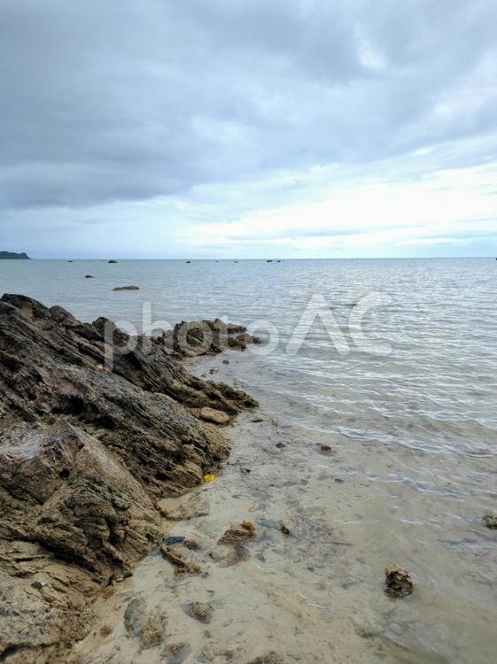 沖縄県　石垣島　浜辺から観た海と青空 沖縄県,石垣島,海の写真素材