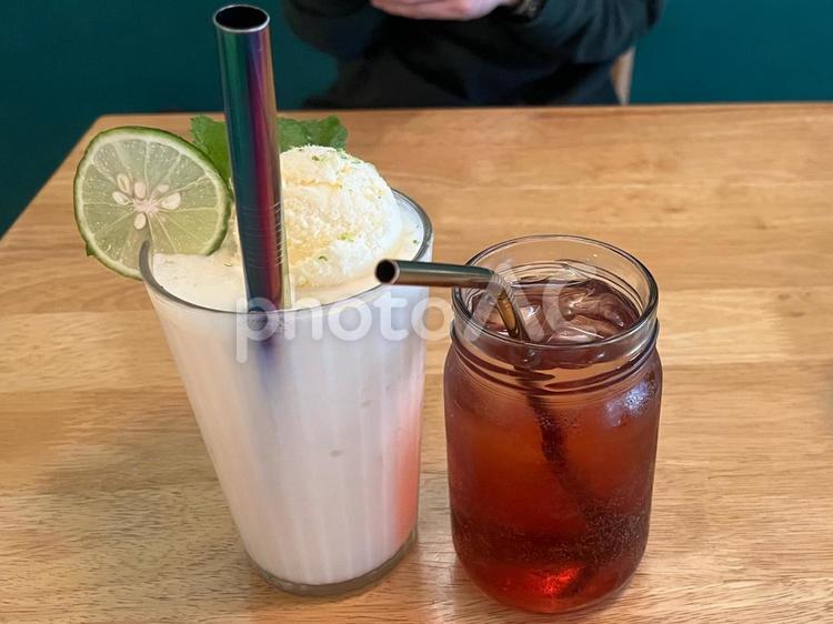 マレーシア、KLカフェのスムージーと珈琲 海外,マレーシア,コーヒーの写真素材