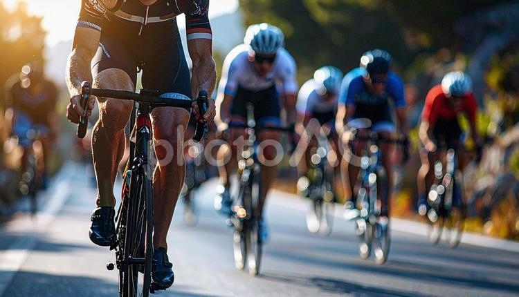 トライアスロン　自転車をこぐ選手たち サングラス,自転車,バイクの写真素材