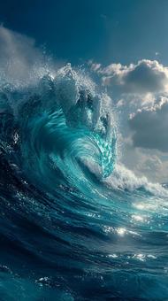 荒れ狂う海の巨大な波の写真