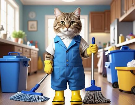 猫 清掃員 猫の手も借りたい 猫 清掃員 猫の手も借りたいの写真