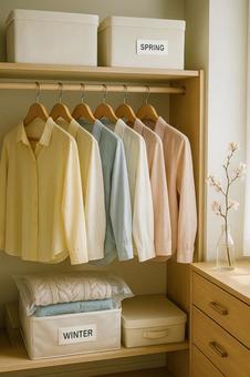 春の衣替えクローゼット 春の衣替えクローゼットの写真
