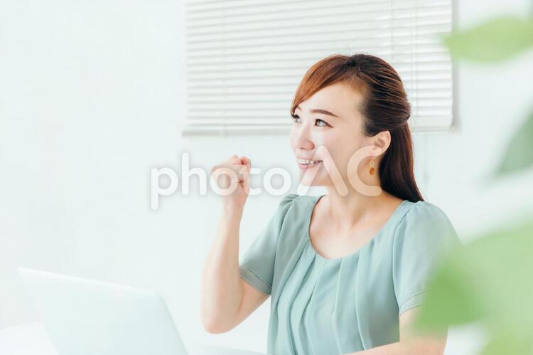 PCを使うビジネスウーマン pc,副業,稼ぐの写真素材