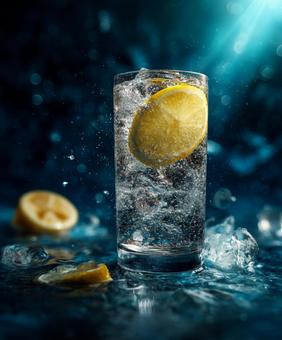 水しぶきが飛び散る冷たいトニックドリンク 水しぶきが飛び散る冷たいトニックドリンクの写真