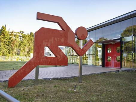 ジョギングステーションのモニュメント 橿原公苑,ジョギング,ランニングの写真素材