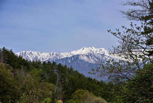 峠より北アルプスの山々を望む 峠より北アルプスの山々を望むの写真