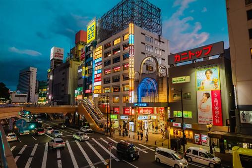 【宮城】仙台駅周辺の商店街 仙台駅,宮城,夕日の写真素材