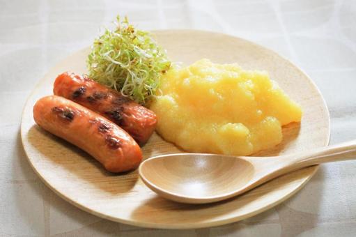 コーングリッツの朝食 コーングリッツ,グリッツ,朝食の写真素材