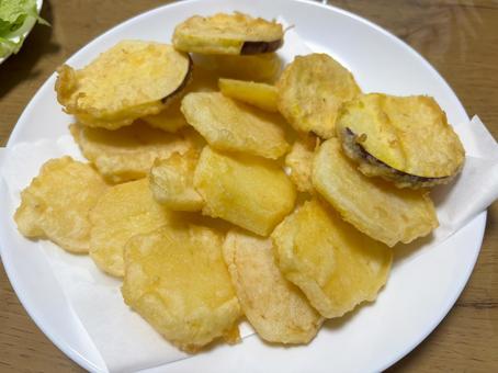 芋の天ぷら 天婦羅,天ぷら,ジャガイモの写真素材