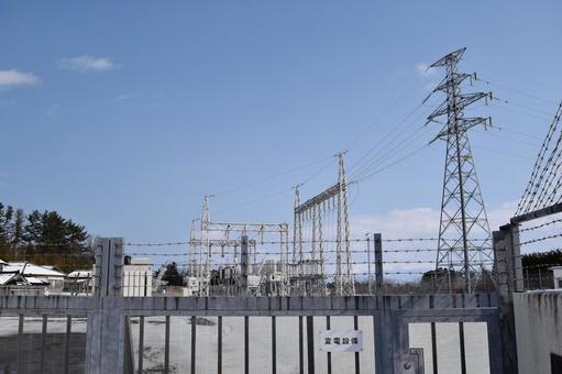雪国の屋外変電設備 屋外変電設備,屋外変電所,変電設備の写真素材