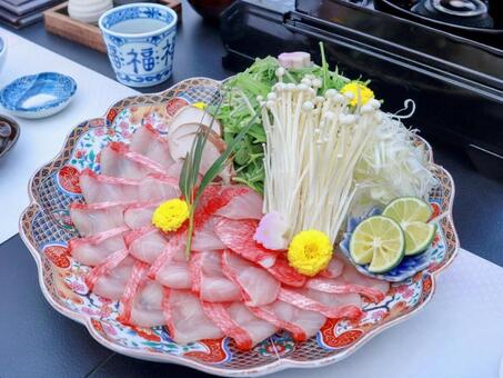 金目鯛のしゃぶしゃぶ 金目鯛,魚料理,海鮮料理の写真素材