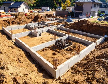住宅工事現場 基礎工事の写真 住宅工事現場 基礎工事の写真の写真