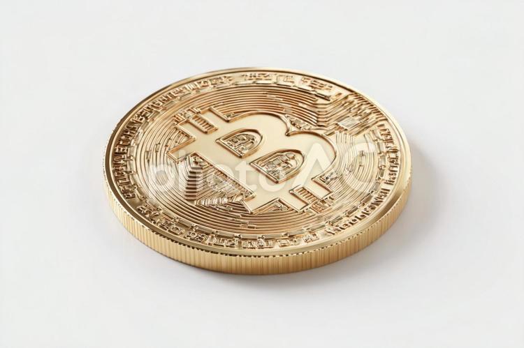 未来の経済を象徴する仮想通貨のコイン ビットコイン,仮想通貨,暗号資産の写真素材