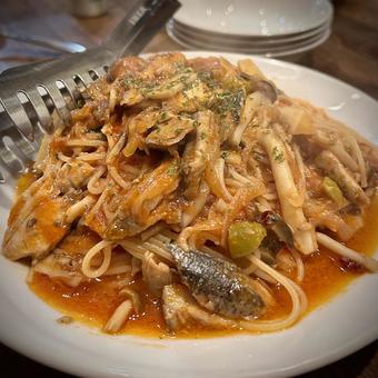 秋刀魚のパスタ 定例会,オフ会,飲み会の写真素材