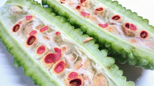 夏の野菜 熟したゴーヤ(断面) 夏の野菜 熟したゴーヤ(断面) 夏野菜,ゴーヤ,珍しいの写真素材