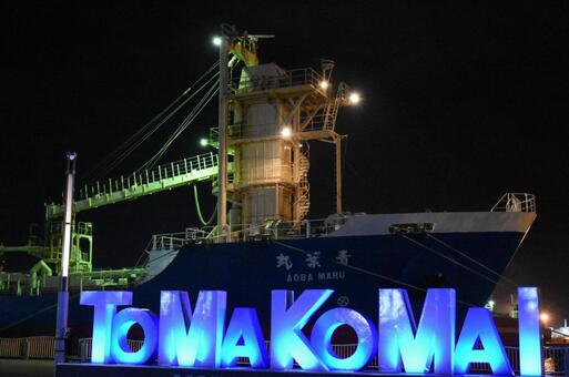 夜の船乗り場 苫小牧市,オブジェ,夜景の写真素材