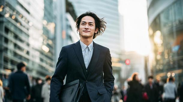 街中を歩くビジネスマン 街中を歩くビジネスマンの写真