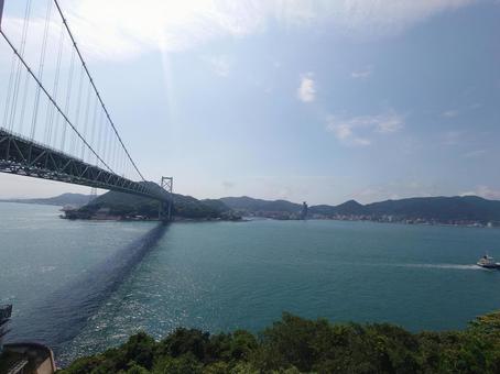 関門海峡 関門海峡 関門海峡,関門海峡大橋,北九州の写真素材