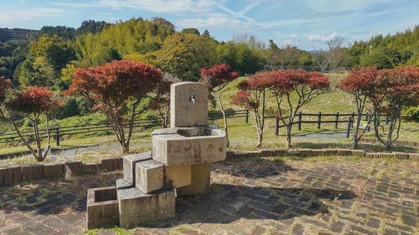公園の水場 公園,秋,紅葉の写真素材