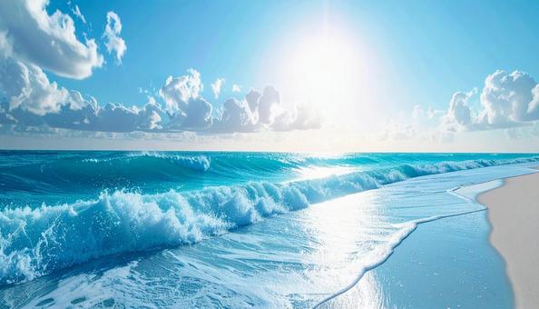 青い海の大きな波 青い海の大きな波の写真
