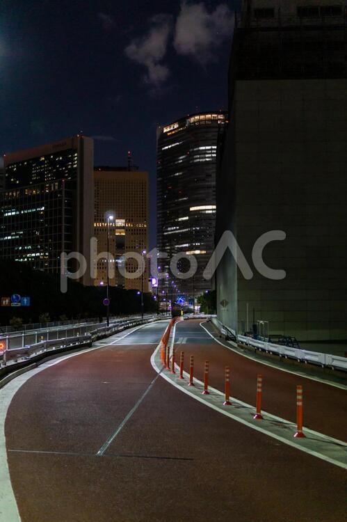 環状第2号線 暫定道路 築地,夜,夜景の写真素材