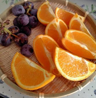 食欲の秋 ぶどう,ブドウ,オレンジの写真素材