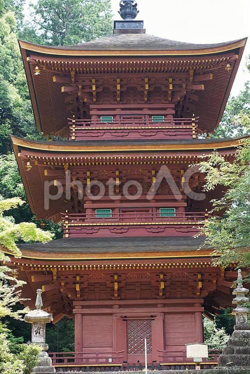 パワースポット　長命寺参道㉚　三重塔 滋賀県,長命寺,参道の写真素材