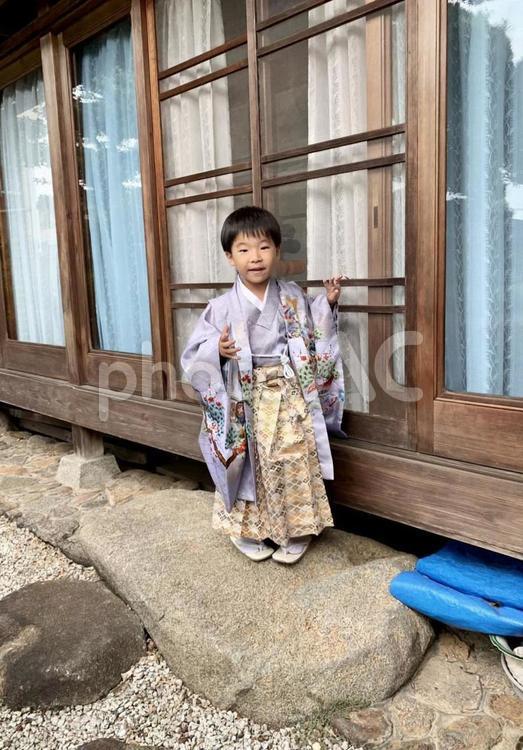 七五三の写真　男の子 七五三,秋,撮影の写真素材