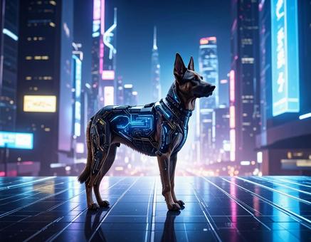 戌年フォト・未来都市を守る犬 戌年フォト・未来都市を守る犬の写真