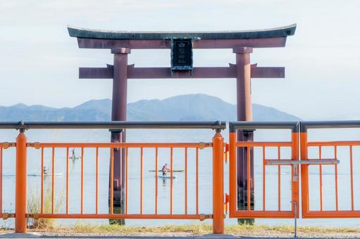 滋賀 白鬚神社 湖中大鳥居 滋賀 白鬚神社 湖中大鳥居 白鬚神社,白鬚,神社の写真素材