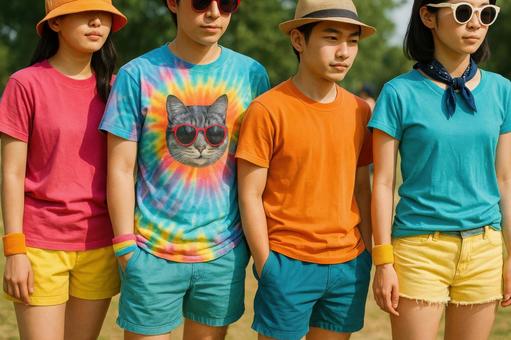 フェスファッションの若者たち フェスファッションの若者たちの写真