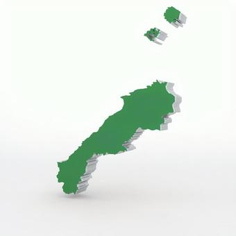 島根県（緑：右25度：影あり） 島根県,松江市,立体の写真素材