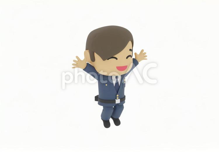 万歳で喜ぶ警察警官警視庁のクレイアート 警察官,パトカー,警察の写真素材