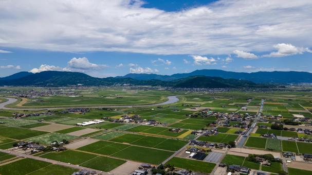佐賀県杵島郡白石町の風景 空撮写真 佐賀県杵島郡白石町の風景 空撮写真 佐賀,白石町,佐賀県の写真素材