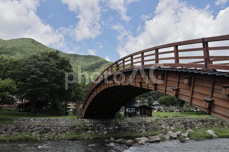 【長野県】奈良井宿・木曽の大橋 長野県,塩尻市,奈良井宿の写真素材