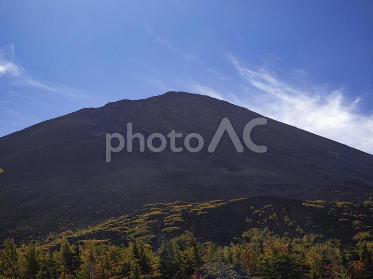五合目から見る富士山頂 青空,富士山,五合目の写真素材