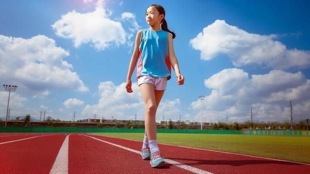 陸上競技を楽しむ少女4 陸上競技を楽しむ少女4の写真