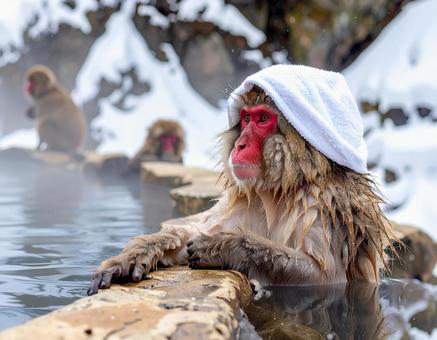 スノーモンキー・露天風呂の野猿 スノーモンキー・露天風呂の野猿の写真