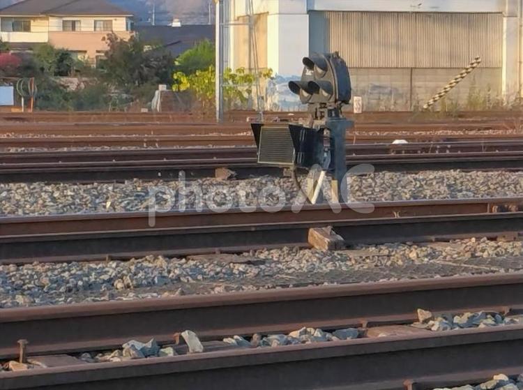 線路の信号機 線路,レール,信号機の写真素材