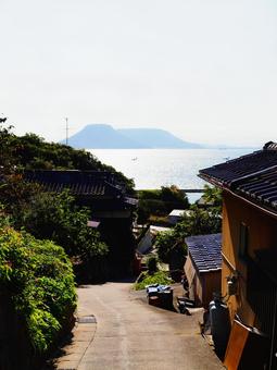 海の見える民家 海の見える民家の写真
