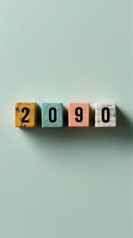 薄緑背景に並ぶ2090年木製キューブ 薄緑背景に並ぶ2090年木製キューブの写真