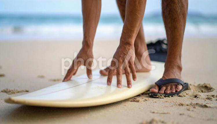 砂浜にサーフボードを置く サーフ,海,夏の写真素材